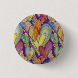 Badge Rond 2,50 Cm Arc-en-ciel Coeurs d'amour Bouton Portable Pins