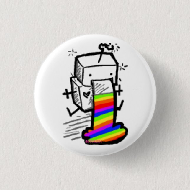 Badge Rond 2,50 Cm arc-en-ciel de robot (Devant)