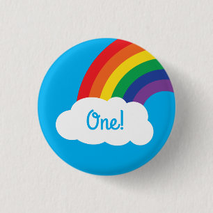 Badge Rond 2,50 Cm Arc-en-ciel et fête d'anniversaire mignonne de