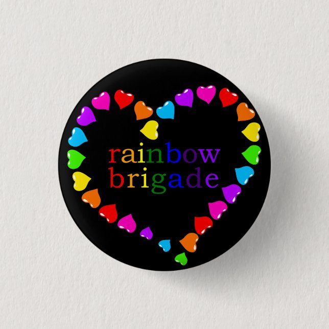 Badge Rond 2,50 Cm Arc-en-ciel noir (Devant)