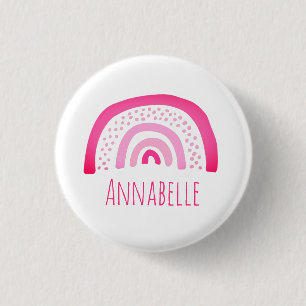 Badge Rond 2,50 Cm Arc-en-ciel rose