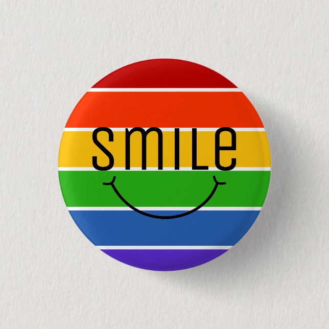 Badge Rond 2,50 Cm Arc-en-ciel souriant (Devant)