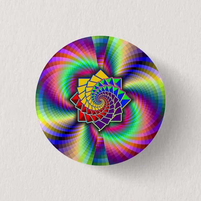 Badge Rond 2,50 Cm Arc-en-ciel Spiral Math Art (Devant)