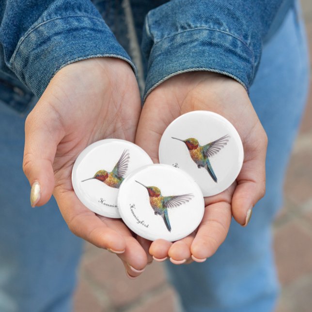 Badge Rond 2,50 Cm Arcs-en-ciel : L'art des colibris, personnalisé (Créateur téléchargé)
