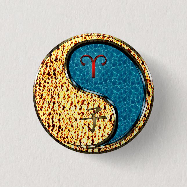 Badge Rond 2,50 Cm Aries et rat d'eau (Devant)