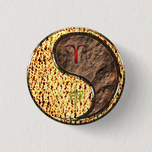 Badge Rond 2,50 Cm Aries et singe de la Terre (Devant)