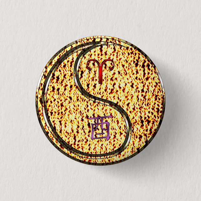 Badge Rond 2,50 Cm Aries & Fire Roster (Devant)