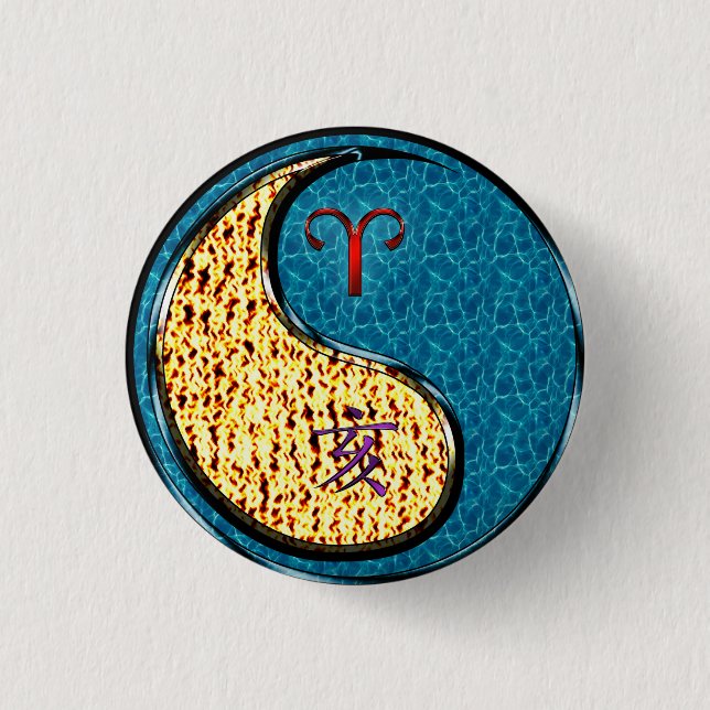 Badge Rond 2,50 Cm Aries & Water Boar (Devant)