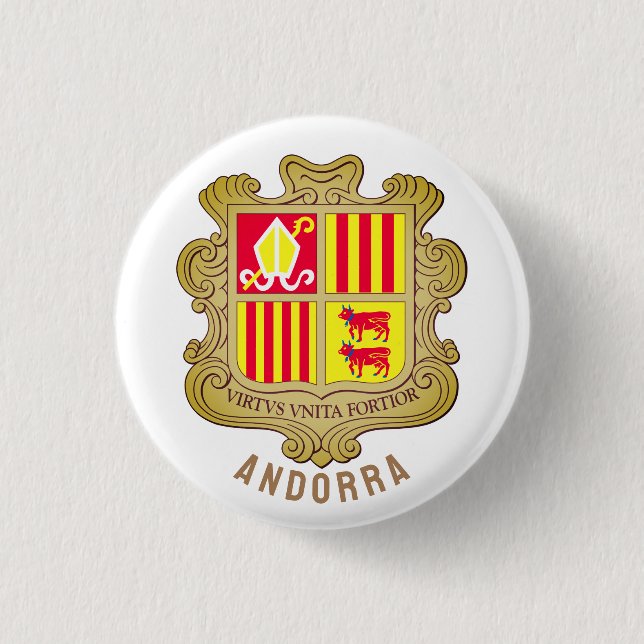 Badge Rond 2,50 Cm Armoiries d'Andorre (Devant)
