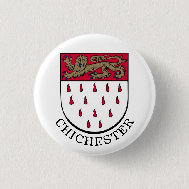 Badge Rond 2,50 Cm Armoiries de Chichester, West Sussex (Angleterre) (Devant)