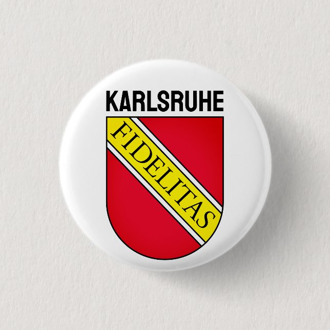 Badge Rond 2,50 Cm Armoiries de Karlsruhe, ALLEMAGNE (Devant)