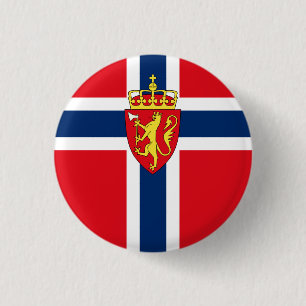 Badge Rond 2,50 Cm Armoiries de la Norvège sur le drapeau de la Norv