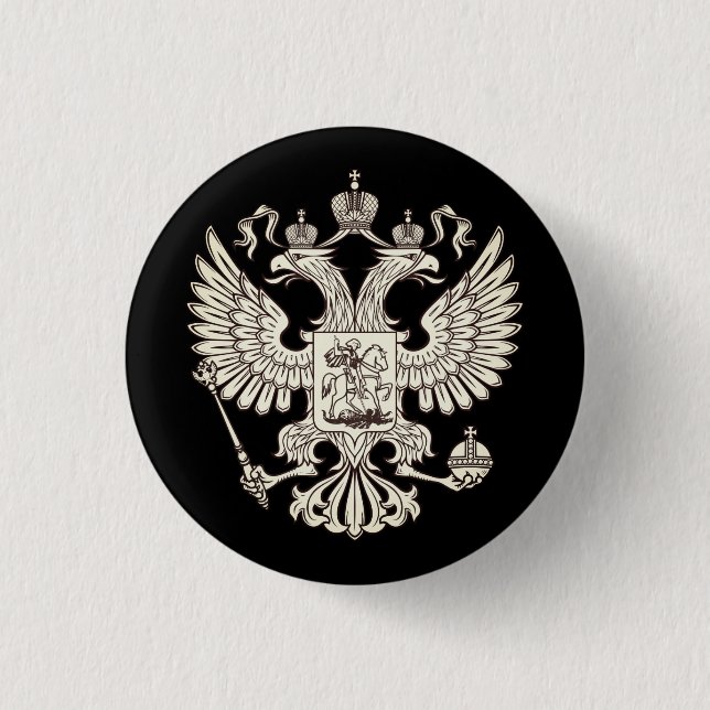 Badge Rond 2,50 Cm Armoiries de la Russie - version blanche (Devant)