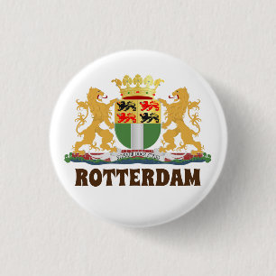 Badge Rond 2,50 Cm Armoiries de Rotterdam, Pays-Bas