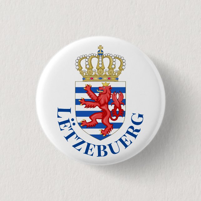 Badge Rond 2,50 Cm Armoiries luxembourgeoises (avec nom en dessous) (Devant)