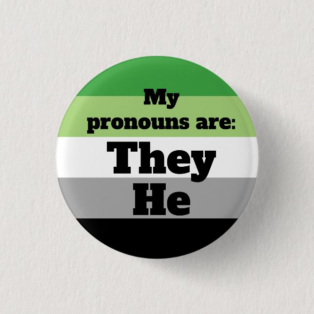 Badge Rond 2,50 Cm Aromantic/Aro Ils/Il Pronounouns (Devant)