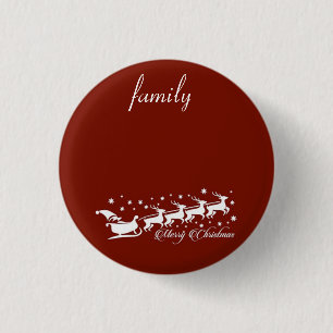 Badge Rond 2,50 Cm Arrière - plan rouge avec le Père Noël et Reindeer