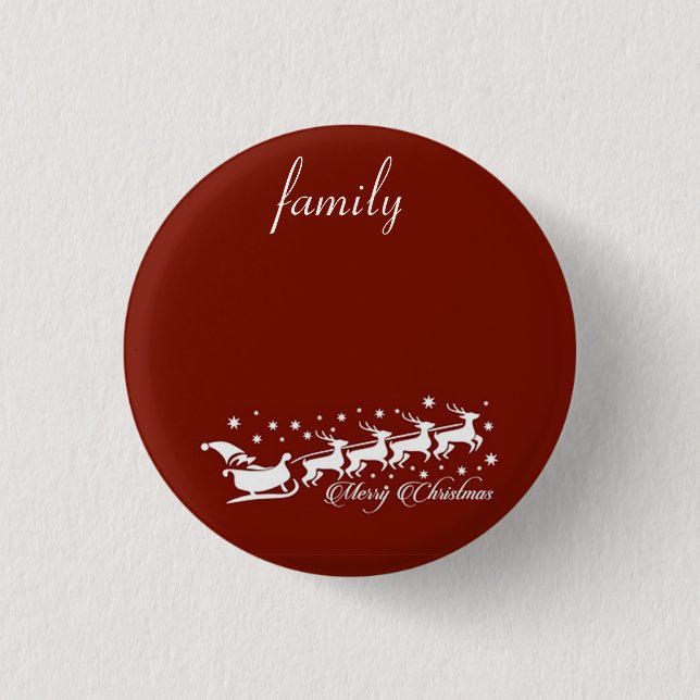 Badge Rond 2,50 Cm Arrière - plan rouge avec le Père Noël et Reindeer (Devant)