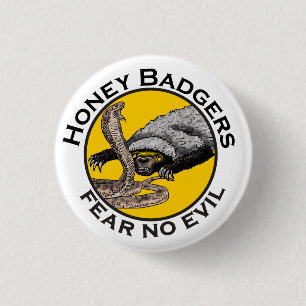 Badge Rond 2,50 Cm Art d'animal jaune effrayant de blaireaux miel ne 