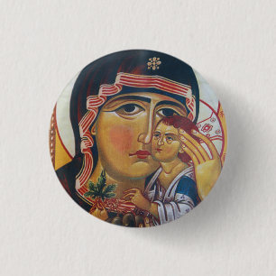 Badge Rond 2,50 Cm Art de la Vierge Marie et Jésus