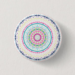 Badge Rond 2,50 Cm Art de mandala coloré vibrant