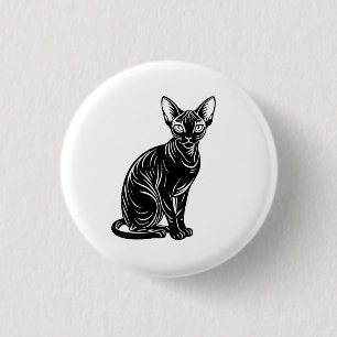 Badge Rond 2,50 Cm Art du chat Sphynx sombre – Design minimaliste mys