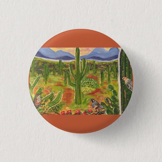 Badge Rond 2,50 Cm Art du désert de l'Arizona (Devant)