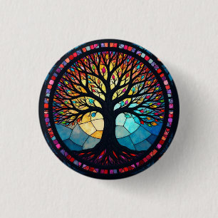 Badge Rond 2,50 Cm Art en verre tendu, Arbre de vie Verre tendu