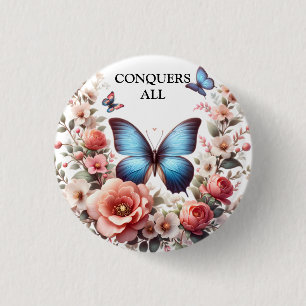 Badge Rond 2,50 Cm Art floral papillon bleu personnalisable-96279
