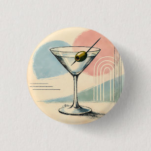 Badge Rond 2,50 Cm Art minimaliste pastel martini moderne du milieu d
