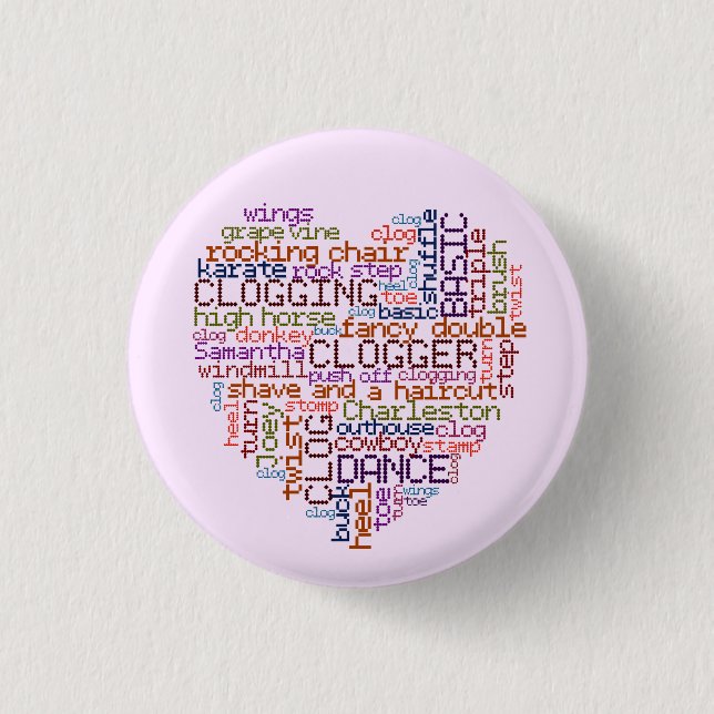 Badge Rond 2,50 Cm Art obstruant de mot de Clogger petit (Devant)