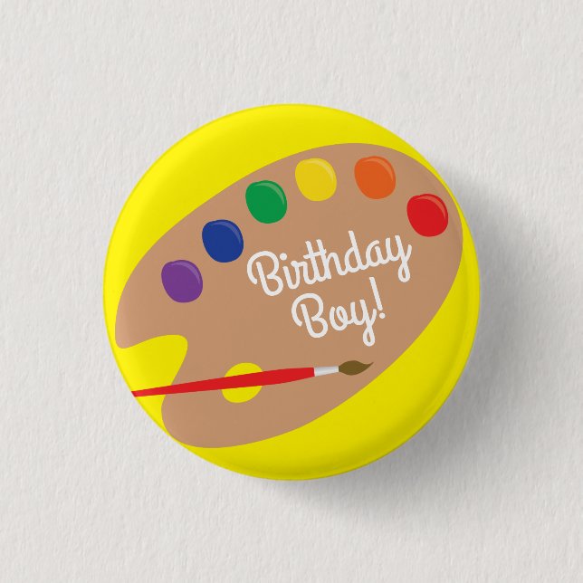 Badge Rond 2,50 Cm Art Paint Palette Cute 1ère fête d'anniversaire (Devant)
