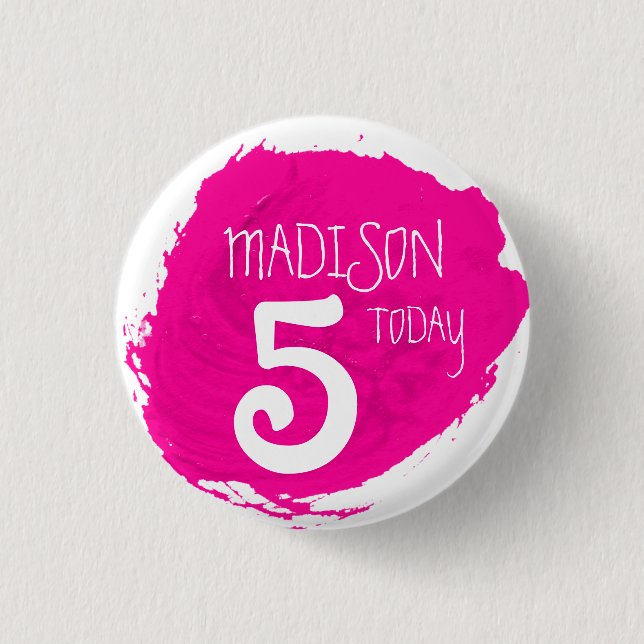 Badge Rond 2,50 Cm Art partie paint dab rose nom bouton âge (Devant)