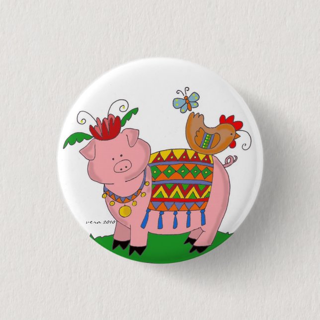 Badge Rond 2,50 Cm Art populaire d'Ukrainien de porc de Malanky (Devant)