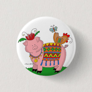 Badge Rond 2,50 Cm Art populaire d'Ukrainien de porc de Malanky