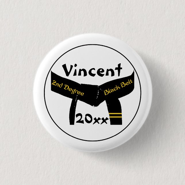Badge Rond 2,50 Cm Arts martiaux Bouton ceinture noire deuxième degré (Devant)