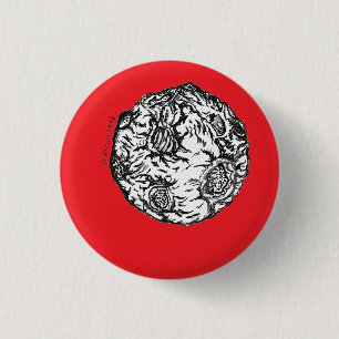 Badge Rond 2,50 Cm Astéroïde sur arrière - plan rouge