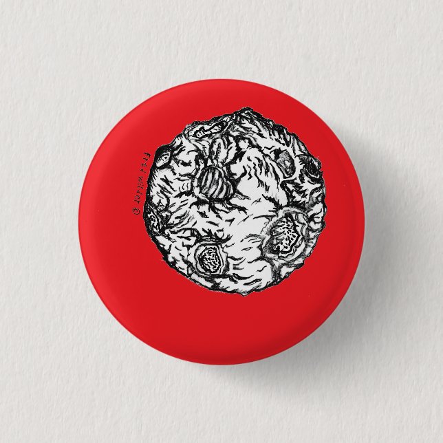 Badge Rond 2,50 Cm Astéroïde sur arrière - plan rouge (Devant)