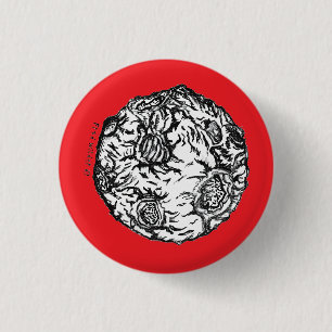 Badge Rond 2,50 Cm Astéroïde sur arrière - plan rouge