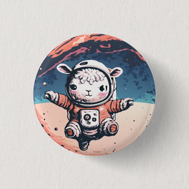 Badge Rond 2,50 Cm Astro Sheep (Devant)