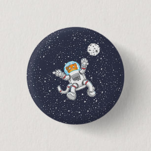 Badge Rond 2,50 Cm Astronaut De Chat En Costume Spatial Astronomie Dr