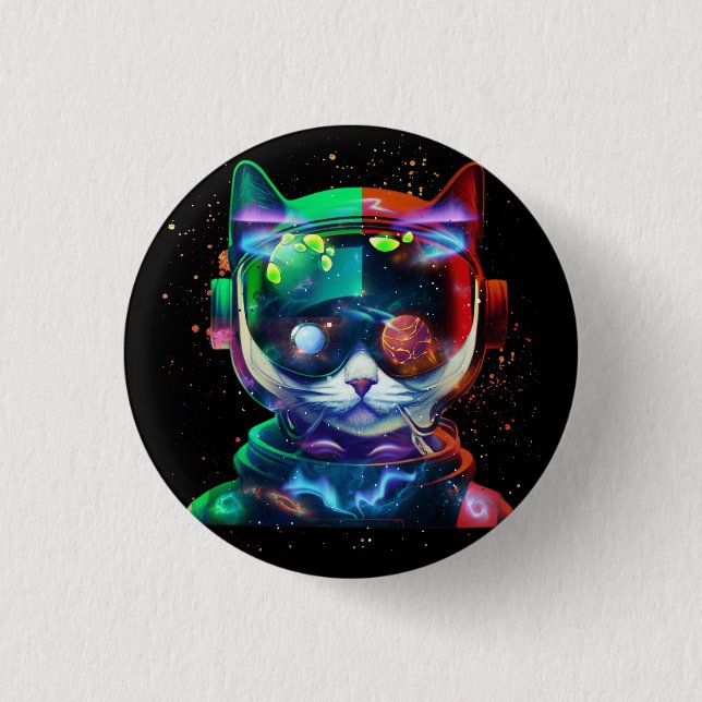 Badge Rond 2,50 Cm Astronaute de chat en costume spatial et casque da (Devant)