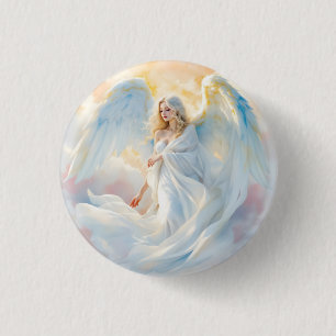 Badge Rond 2,50 Cm Aube céleste - Ange de Paix et de Lumière