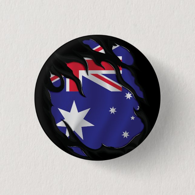 Badge Rond 2,50 Cm Australie Drapeau déchiré (Devant)