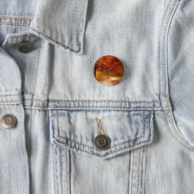 Badge Rond 2,50 Cm automne dans la forêt (En situation)