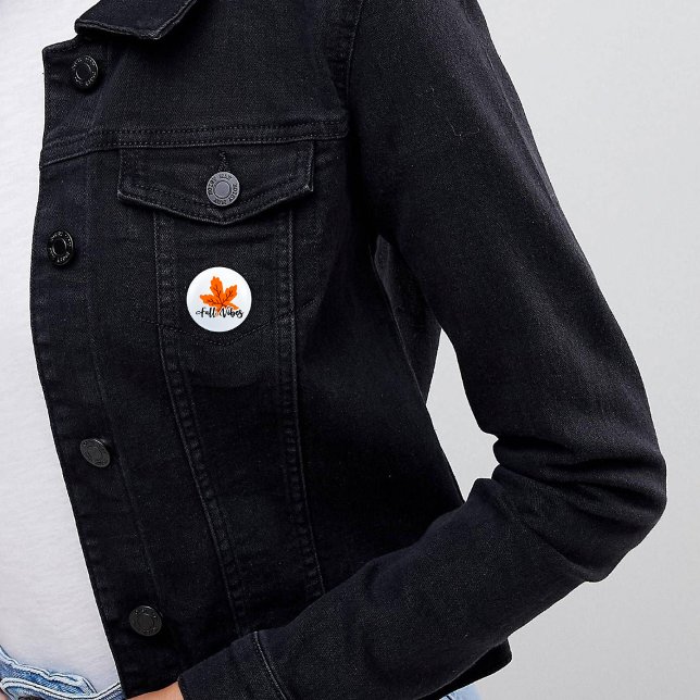 Badge Rond 2,50 Cm Automne Imprimer "Vibes Automatiques" Et Feuille D (Créateur téléchargé)