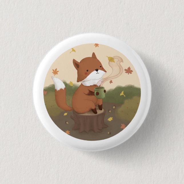 Badge Rond 2,50 Cm Automne magnifique : Fox (Devant)