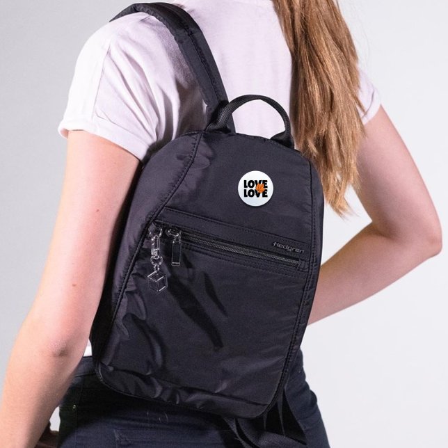 Badge Rond 2,50 Cm Automne Noir & Orange Imprimer "Amour" (Créateur téléchargé)