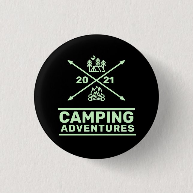 Badge Rond 2,50 Cm Aventures de camping 2021 crête minimale (Devant)