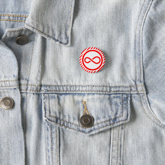 Badge Rond 2,50 Cm Avertissement d'autisme Nœud Infini Rouge Blanc